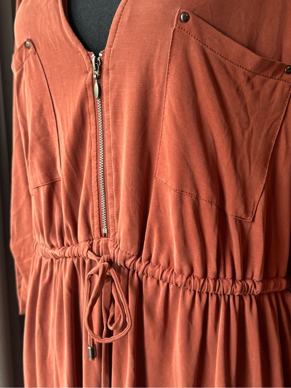 Torrid Rust Zip-Front Drawstring Dress size 2 EUC - Picture 7 of 8
